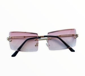 Square Rimless Gradient Pink Sunglasses