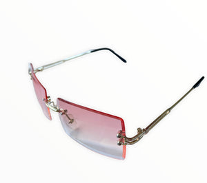 Square Rimless Gradient Pink Sunglasses
