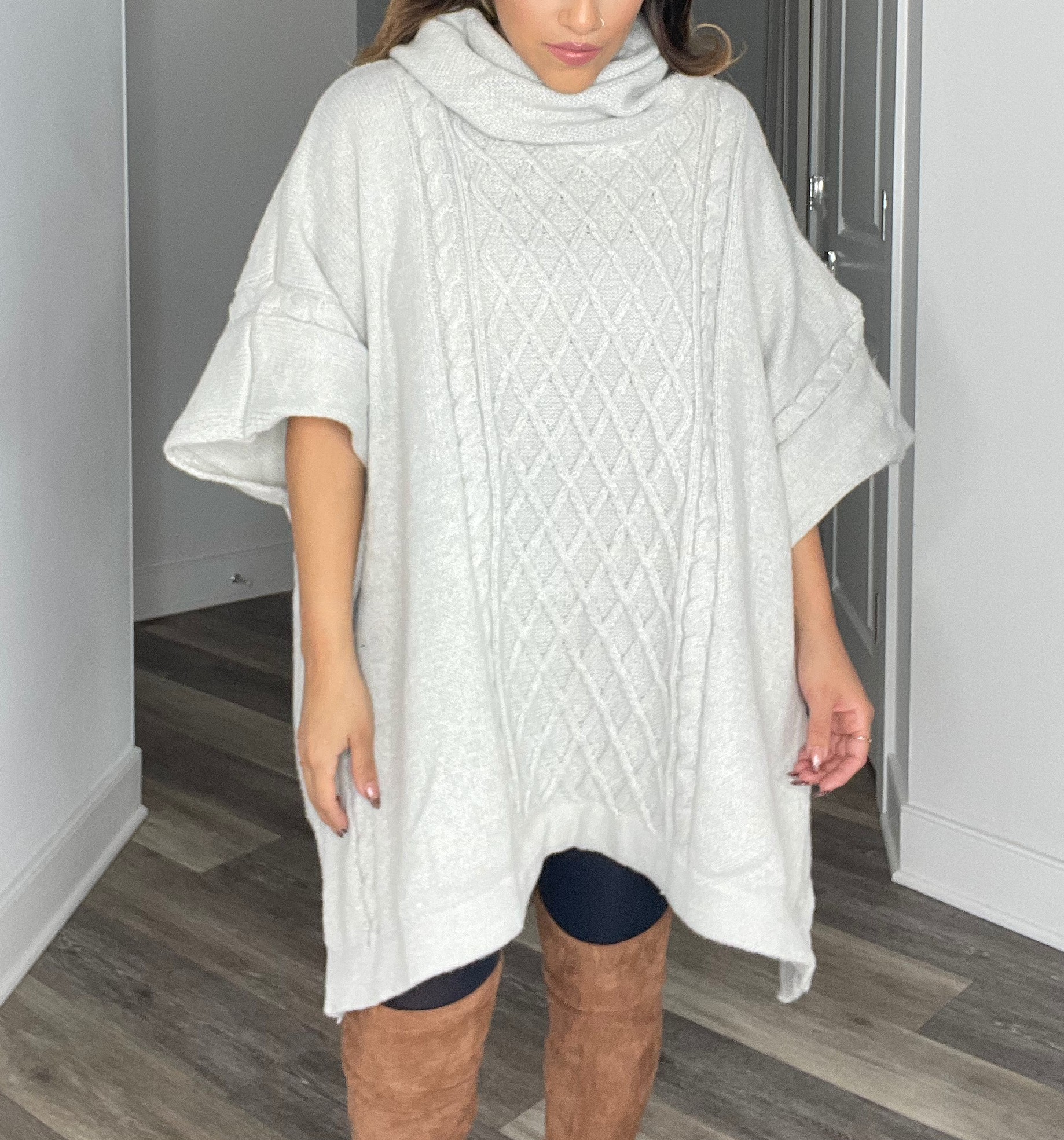 Cable knit Poncho Sweater