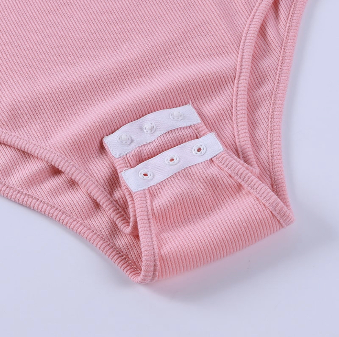 Solid Pink Single-breasted Lapel Bodysuit
